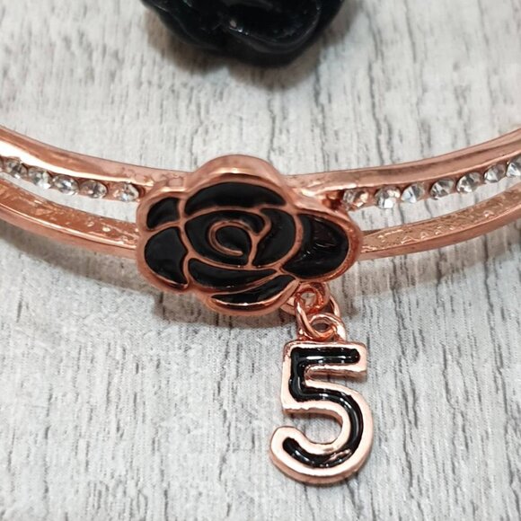 Camellia Flower Bracelet Rose Gold Cuff Bangle Charm Women Jewelry Accessory - Picture 2 of 4